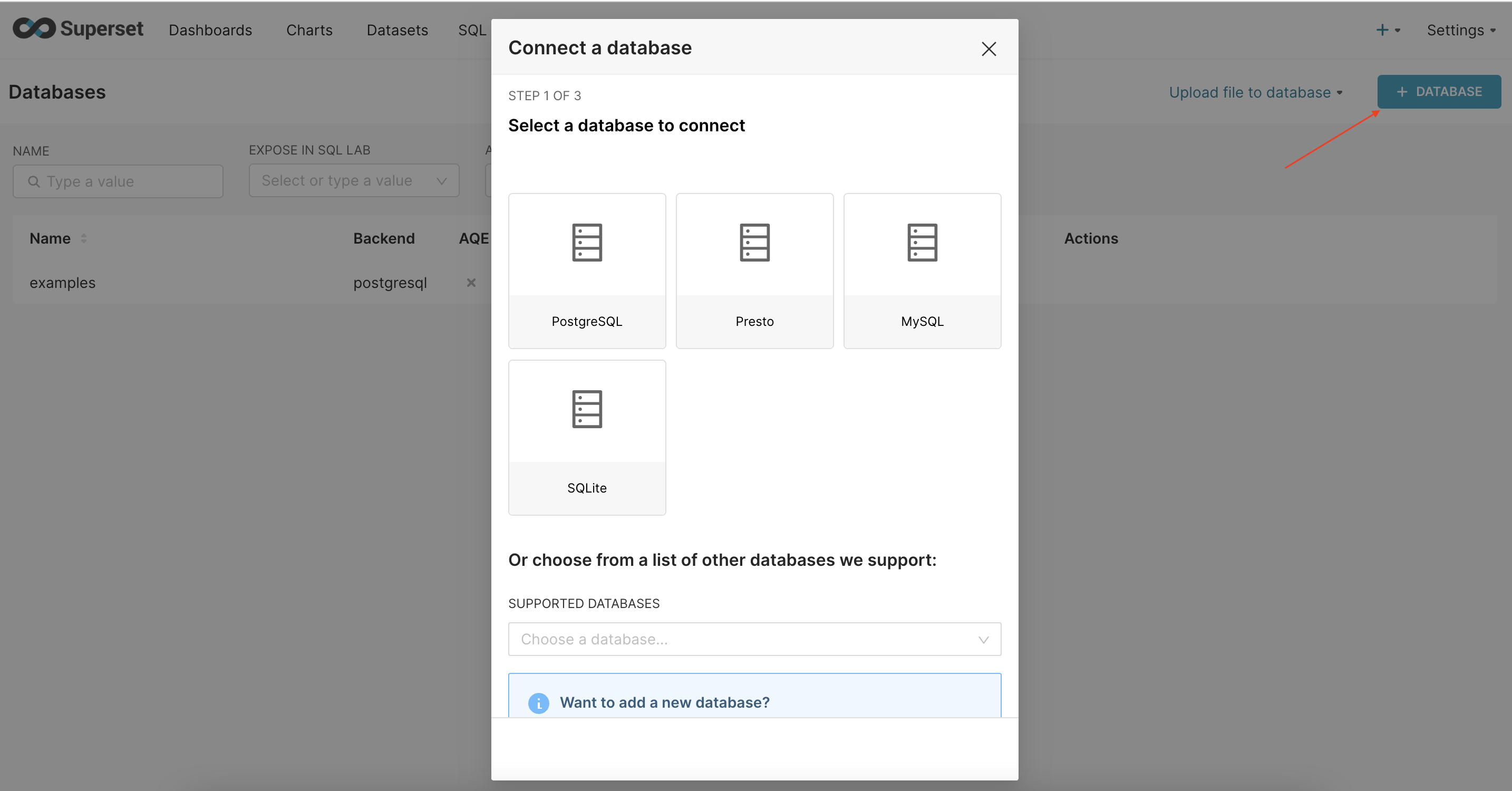 Connect Superset to Datasource