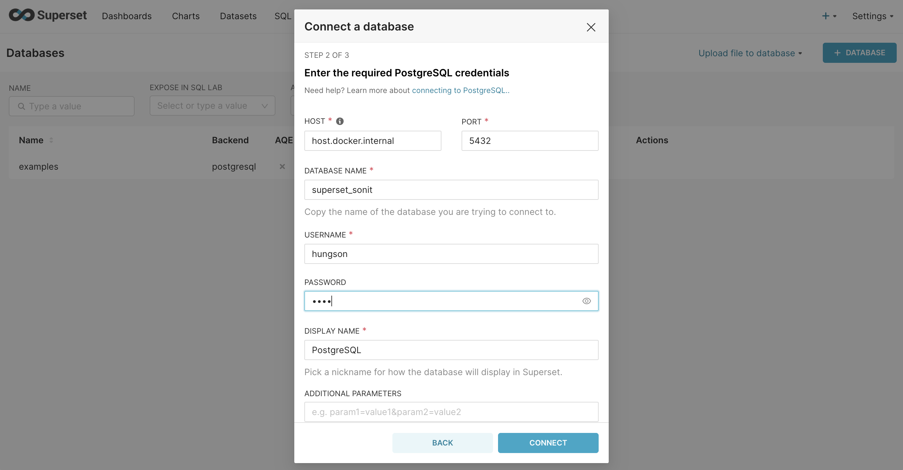 Connect Superset to Datasource